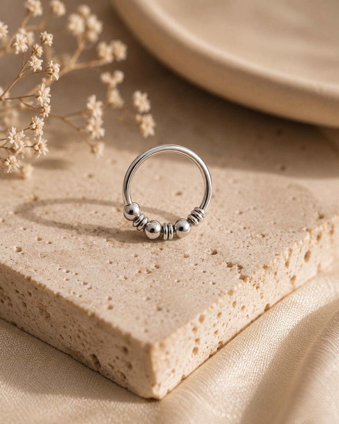 925 Sterling Silver Beaded Open Nose Ring - Image 4